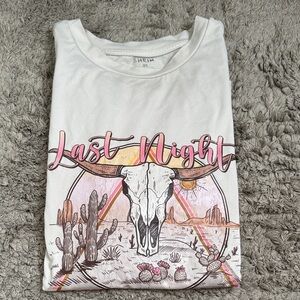 Morgan Wallen Concert White Drop Shoulder Tee (XS)